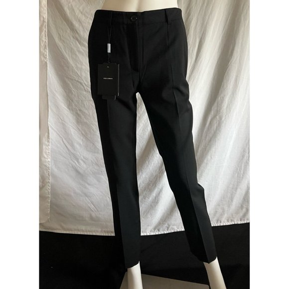 Dolce Gabbana Women's Pants Black Stretch Capris Dress Straight Leg IT 38 US 2